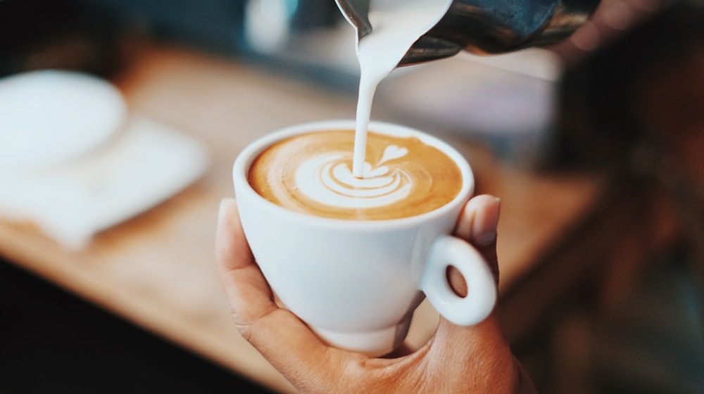 Latte art in a ceramic cup